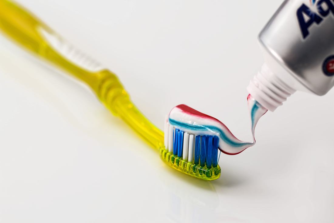 A toothbrush and toothpaste