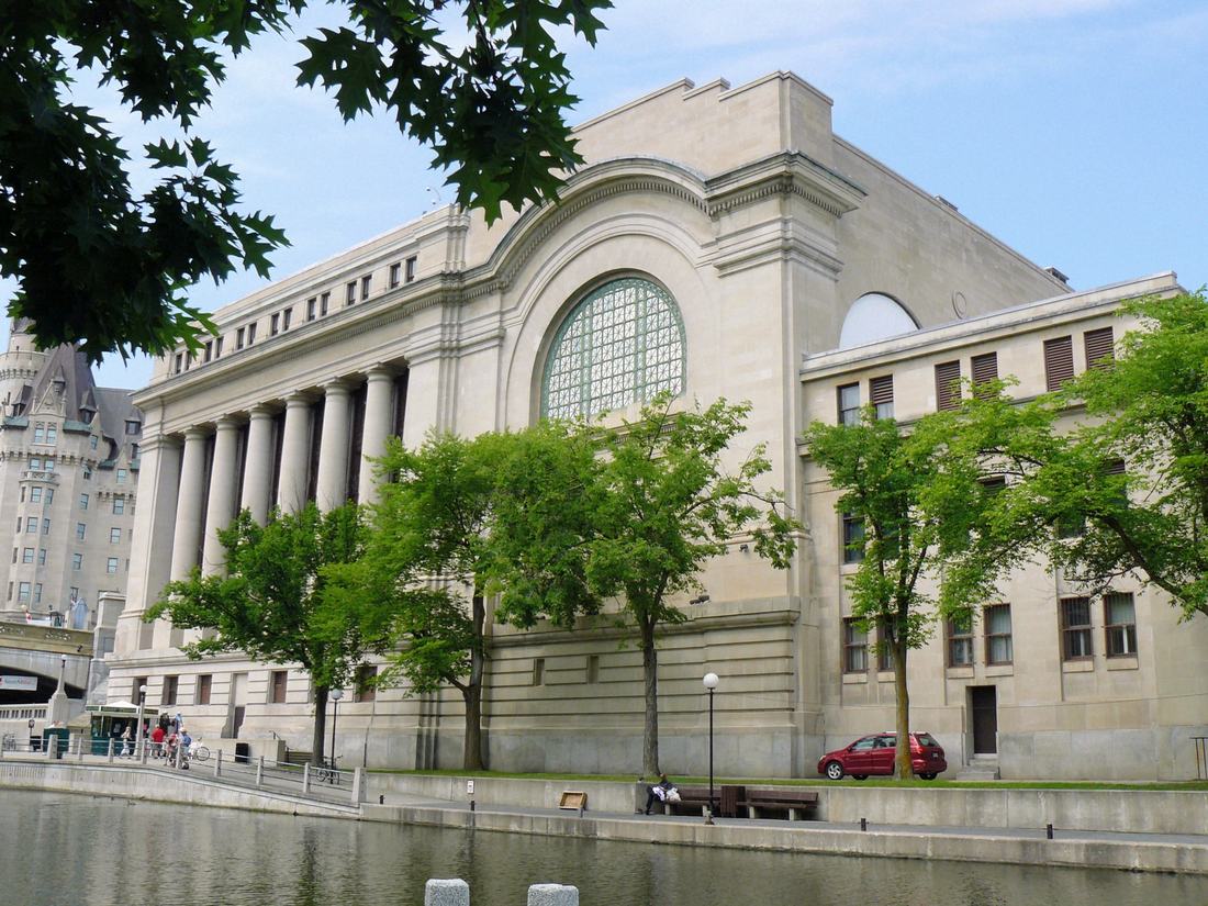 A government building on the Rideau Canal in Ottawa