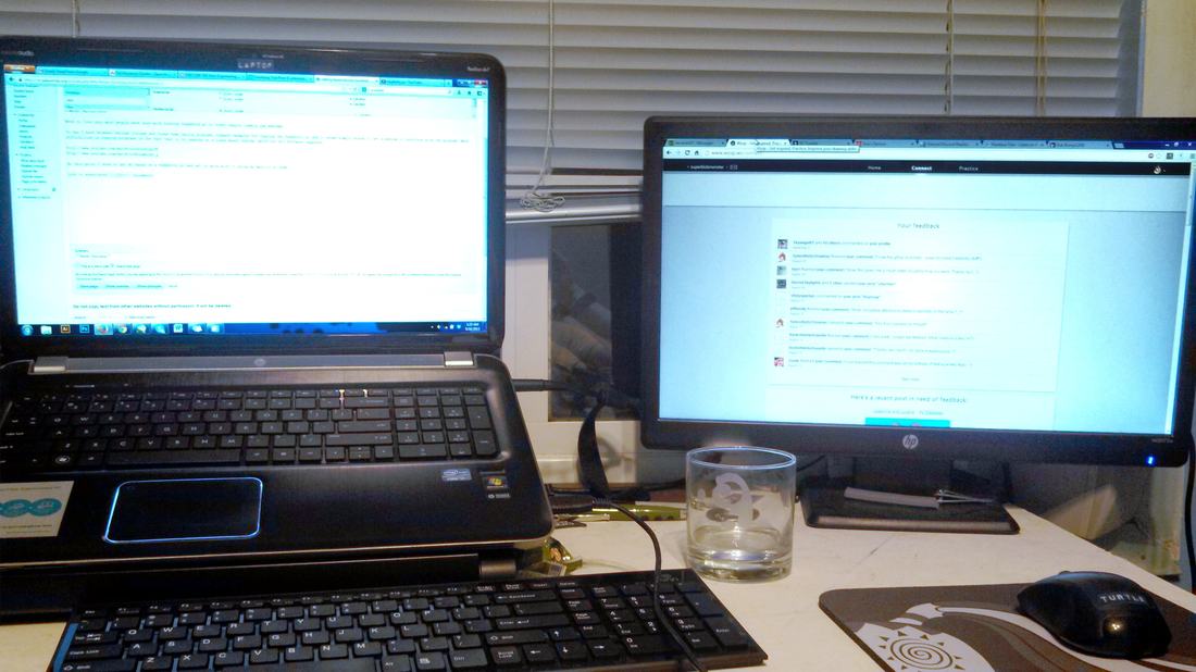 A desk setup with a computer